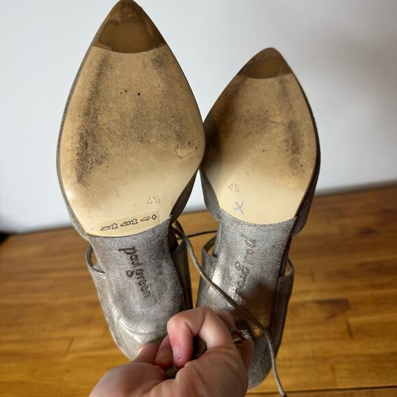 Paul Green Justine Silver Metallic Lace Up Pointed Toe Heels Size 7 - Picture 5 of 5